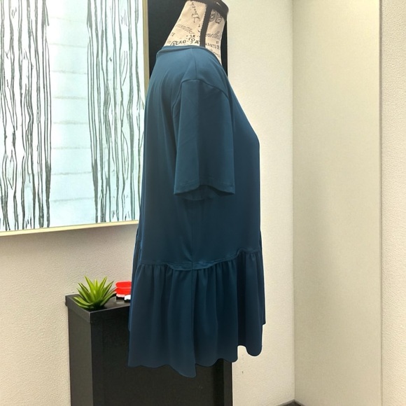 Entro Teal Ruffle Hem Blouse - Picture 3 of 5